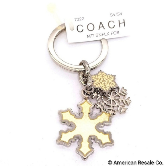 COACH Multi Snowflake Keychain Fob Purse Charm NWT #7322 - Picture 2 of 5
